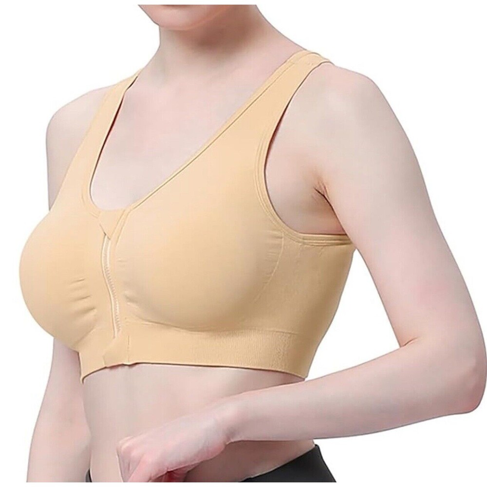 WANAYOU Women's Front Zip Sports Bra Nude Size Medium 3-pack